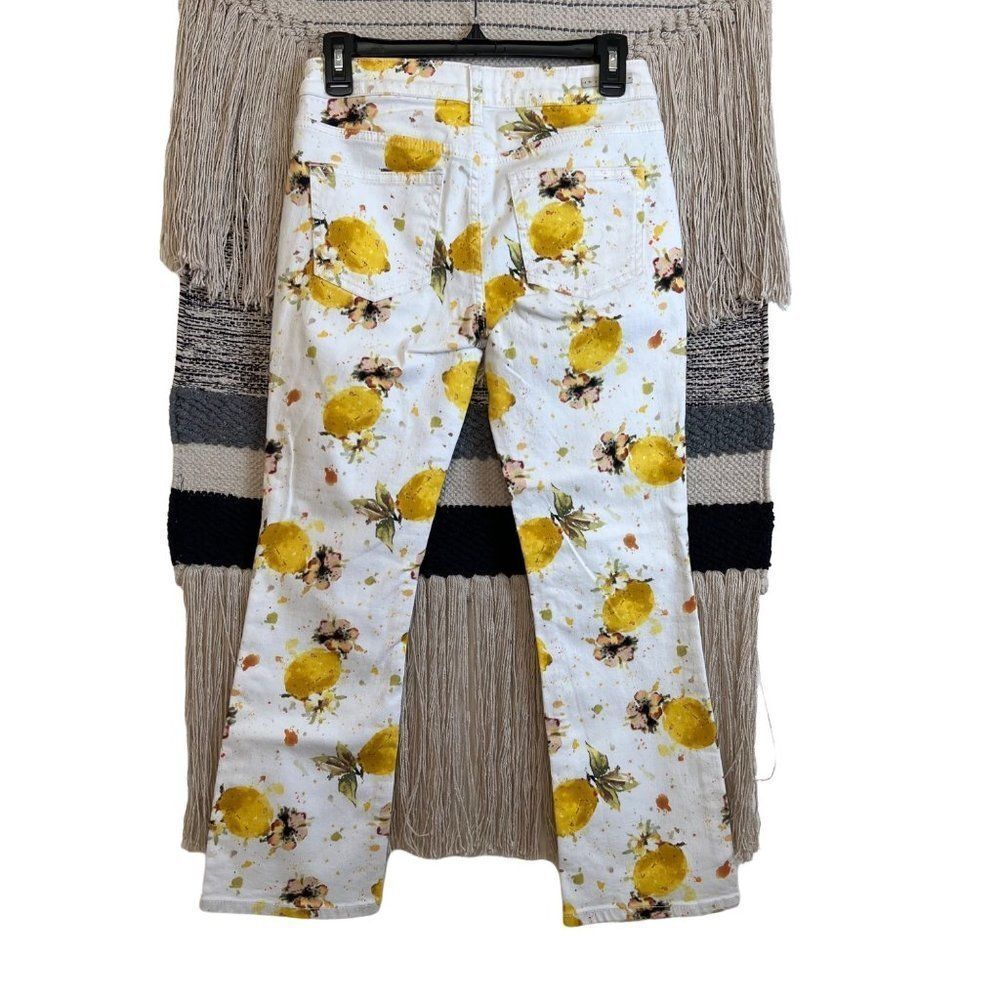 Anthropologie Pilcro High-Rise Bootcut Lemon Grove Print White Jeans Size 26 - Picture 4 of 10